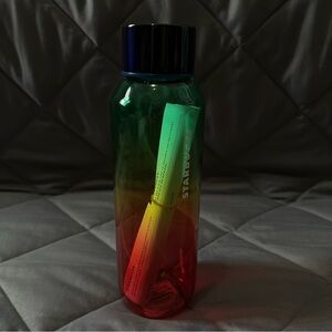 NWT Starbucks Glass Rainbow Water Bottle